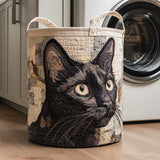 Quilted Laundry Basket - Black Cat — view 1