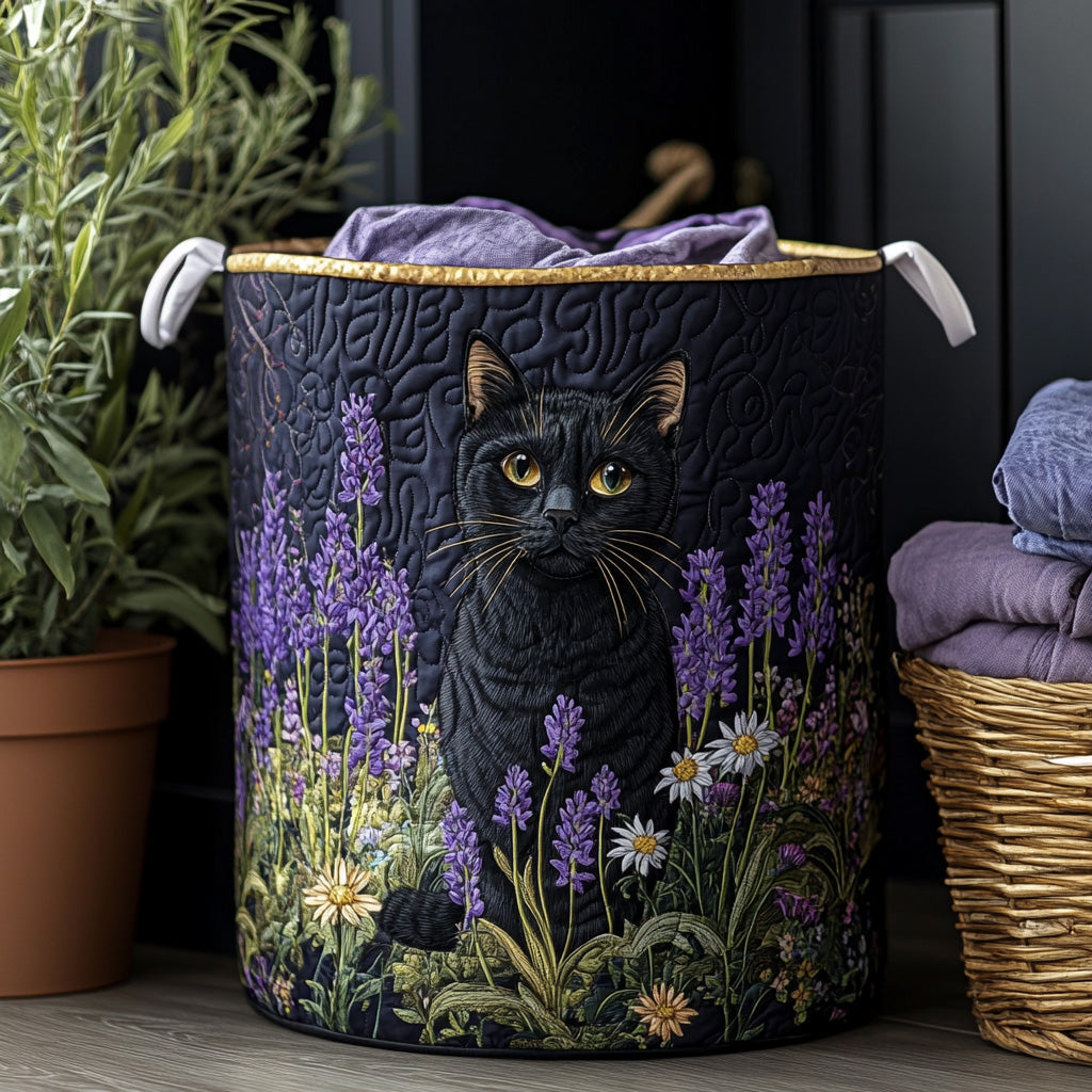 Quilted Laundry Basket - Black Cat — view 1