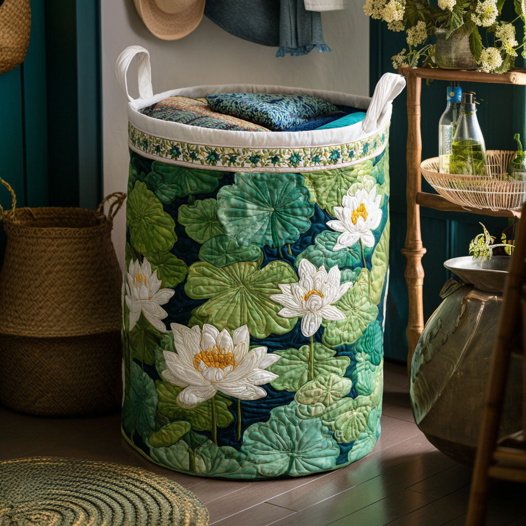 Quilted laundry basket - Delicate lilies — view 1