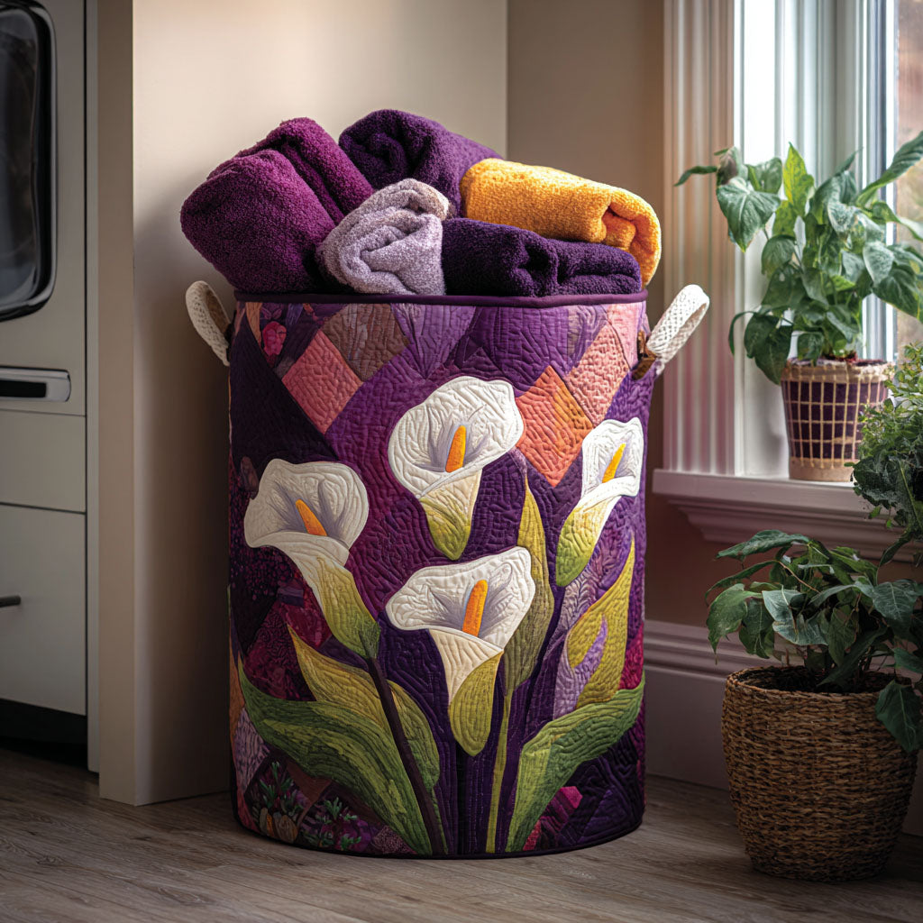 Quilted laundry basket - Delicate lilies — view 1