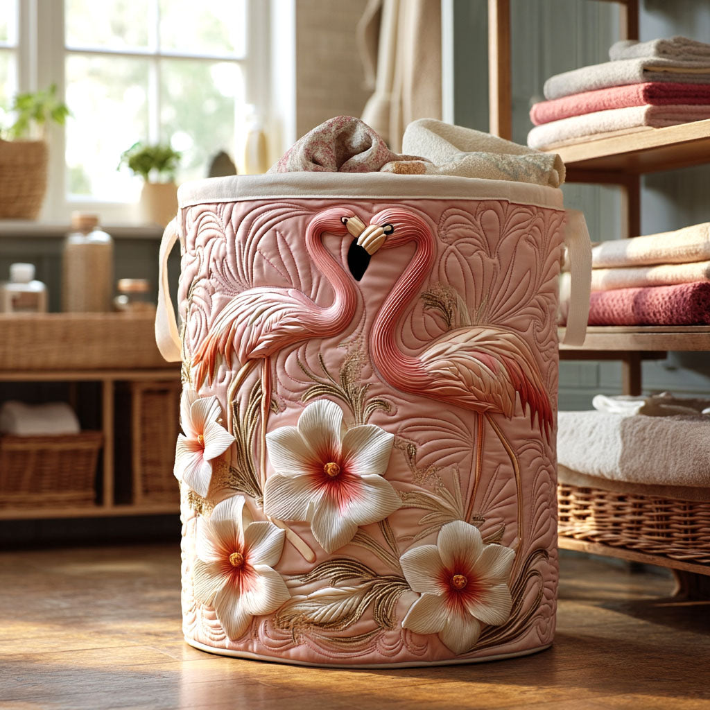 Quilted laundry basket - Flamingos — view 1