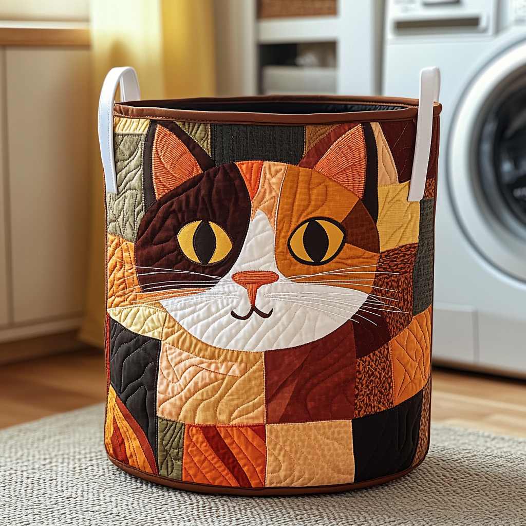 Quilted laundry basket - Getigerter cat — view 1
