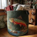 Quilted laundry basket - Fish and natural scenery — view 1