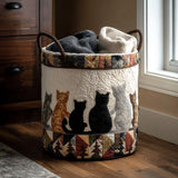 Quilted laundry basket - cosy cat — view 1