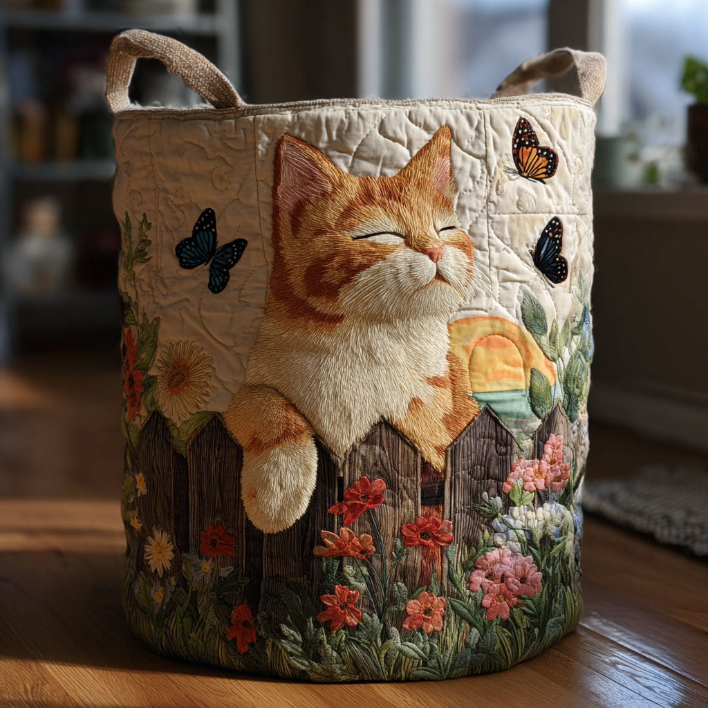 Quilted laundry basket - cosy cat — view 1