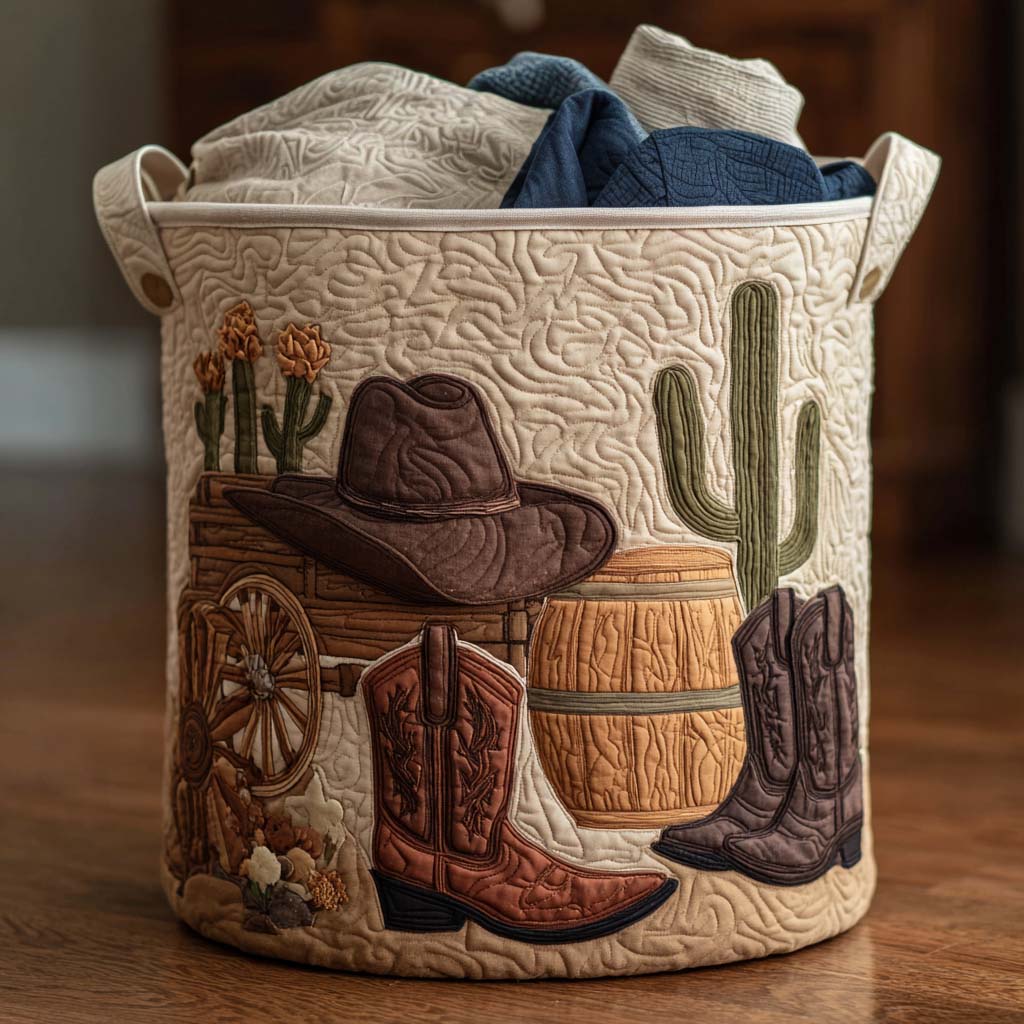 Quilted Laundry Basket - Highland Cow — view 1
