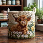 Quilted Laundry Basket - Highland Cow — view 1