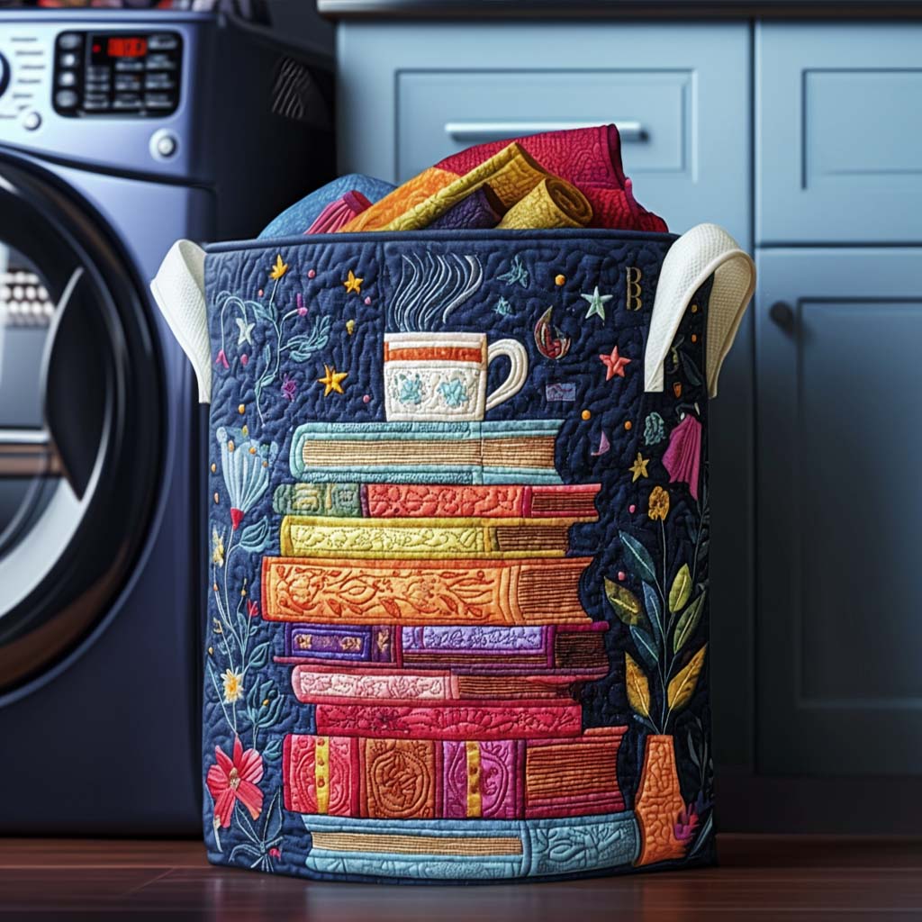 Quilted laundry basket - Literature pattern — view 1