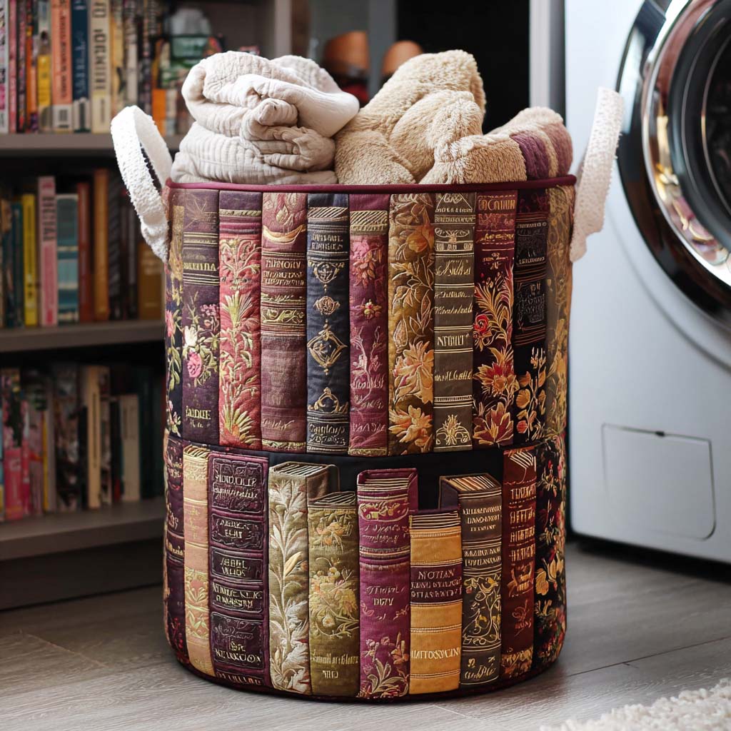 Quilted laundry basket - Literature pattern — view 1