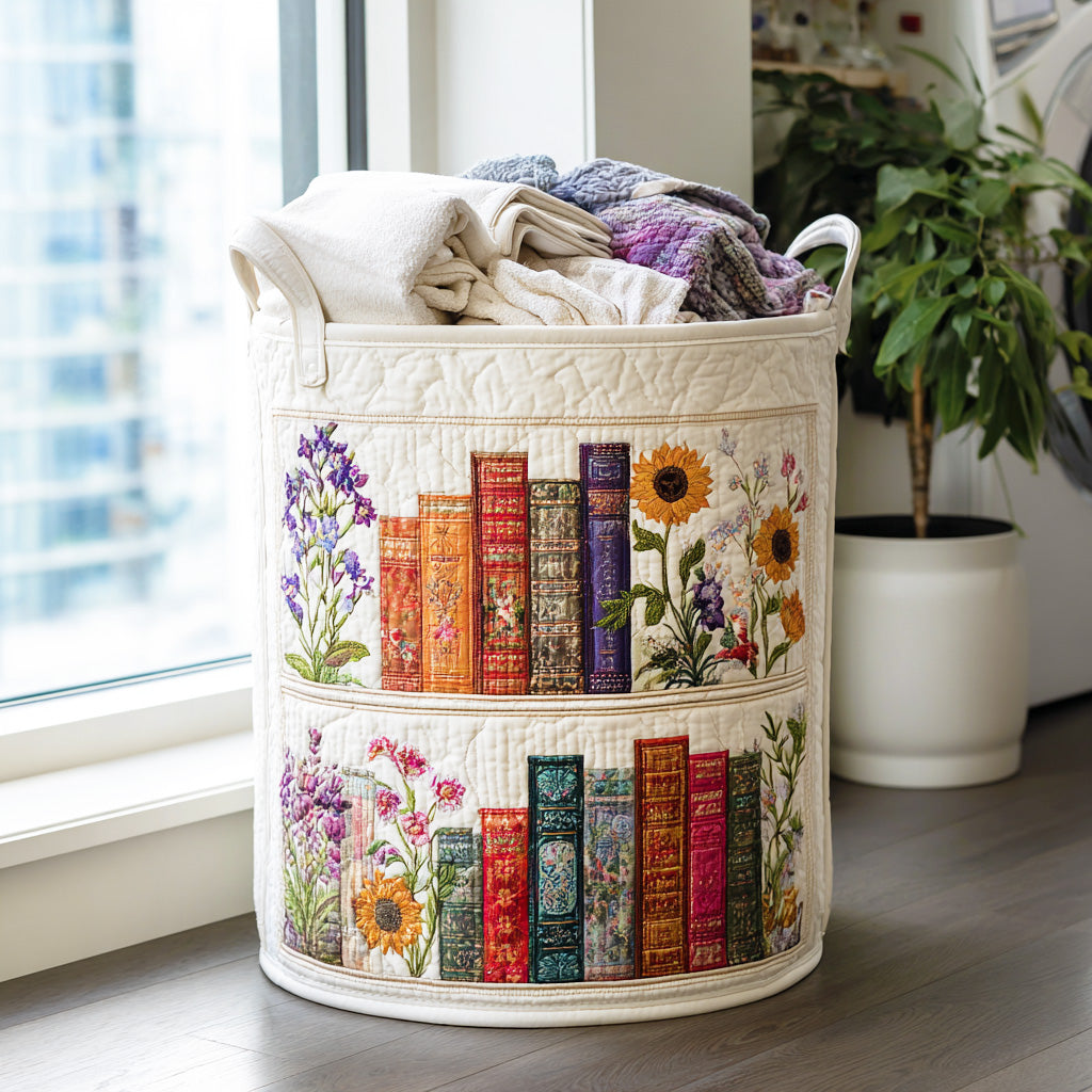 Quilted laundry basket - Literature pattern — view 1