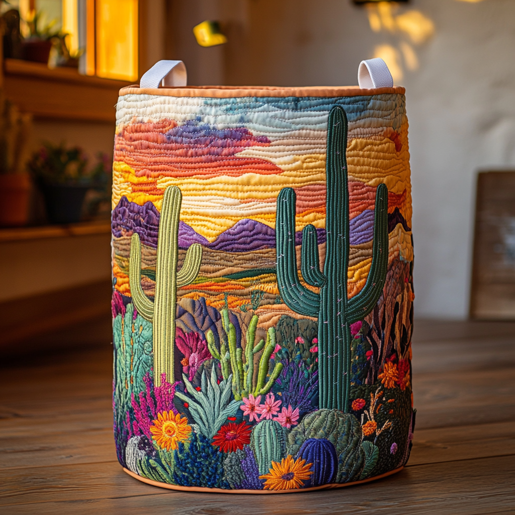 Quilted laundry basket - Cactus — view 1