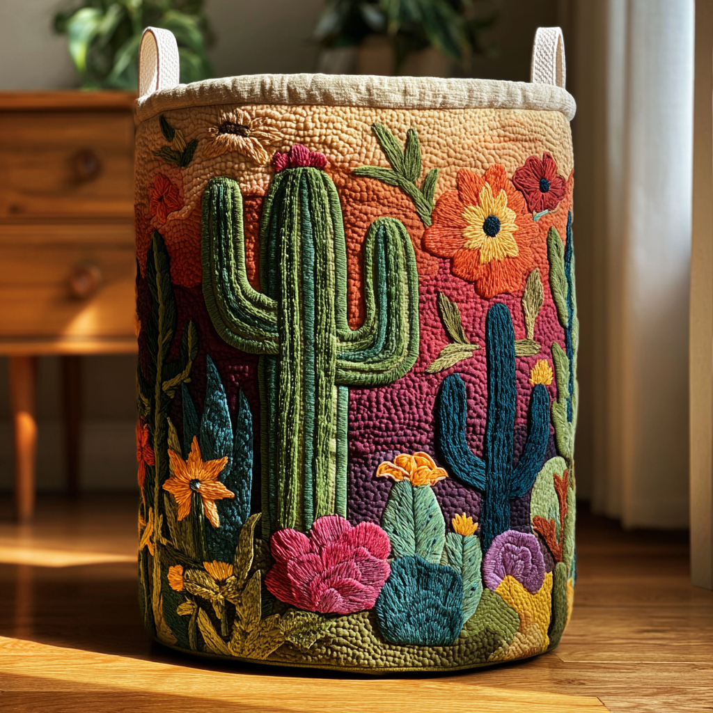 Quilted laundry basket - Cactus — view 1