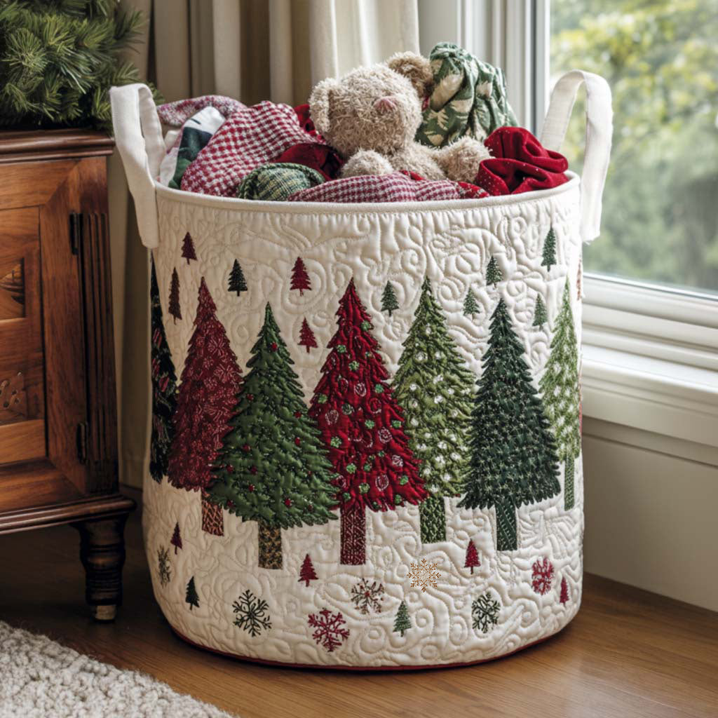 Quilted laundry basket - Christmas pattern — view 1