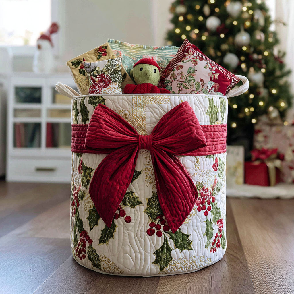 Quilted laundry basket - Christmas pattern — view 1