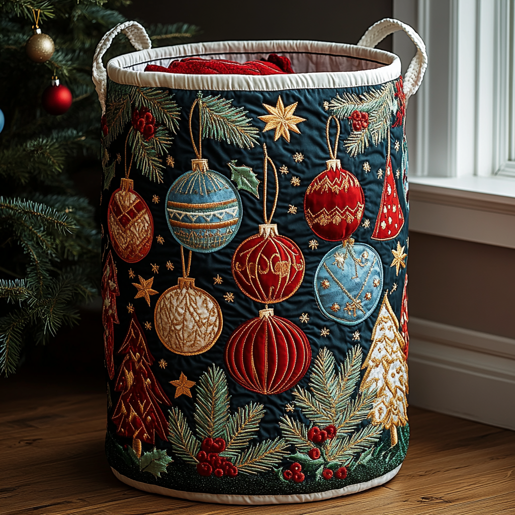 Quilted laundry basket - Christmas motif — view 1