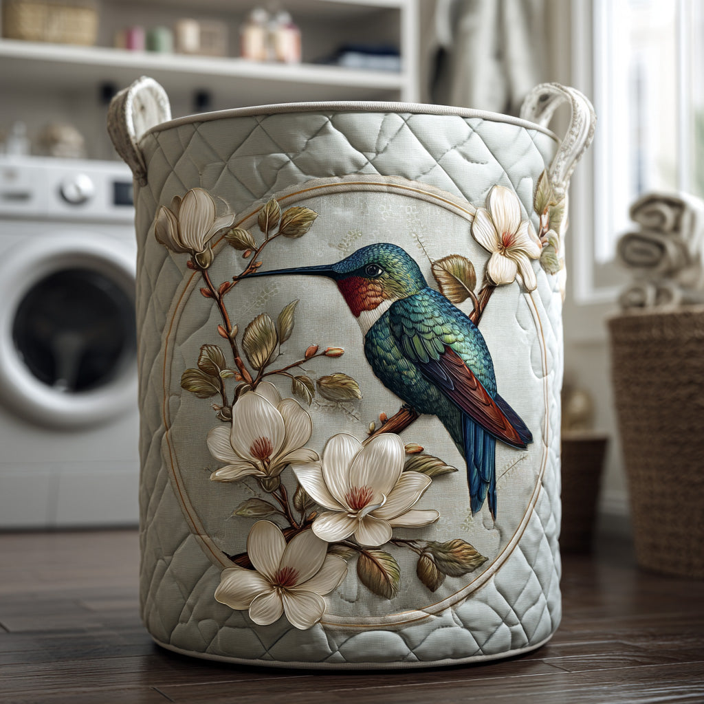 Quilted laundry basket - Hummingbird and Spitzen details — view 1