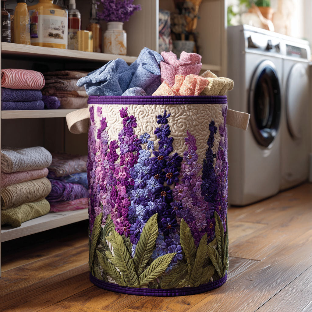 Quilted laundry basket - Lavender — view 1