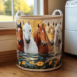 Quilted laundry basket - Horse — view 1
