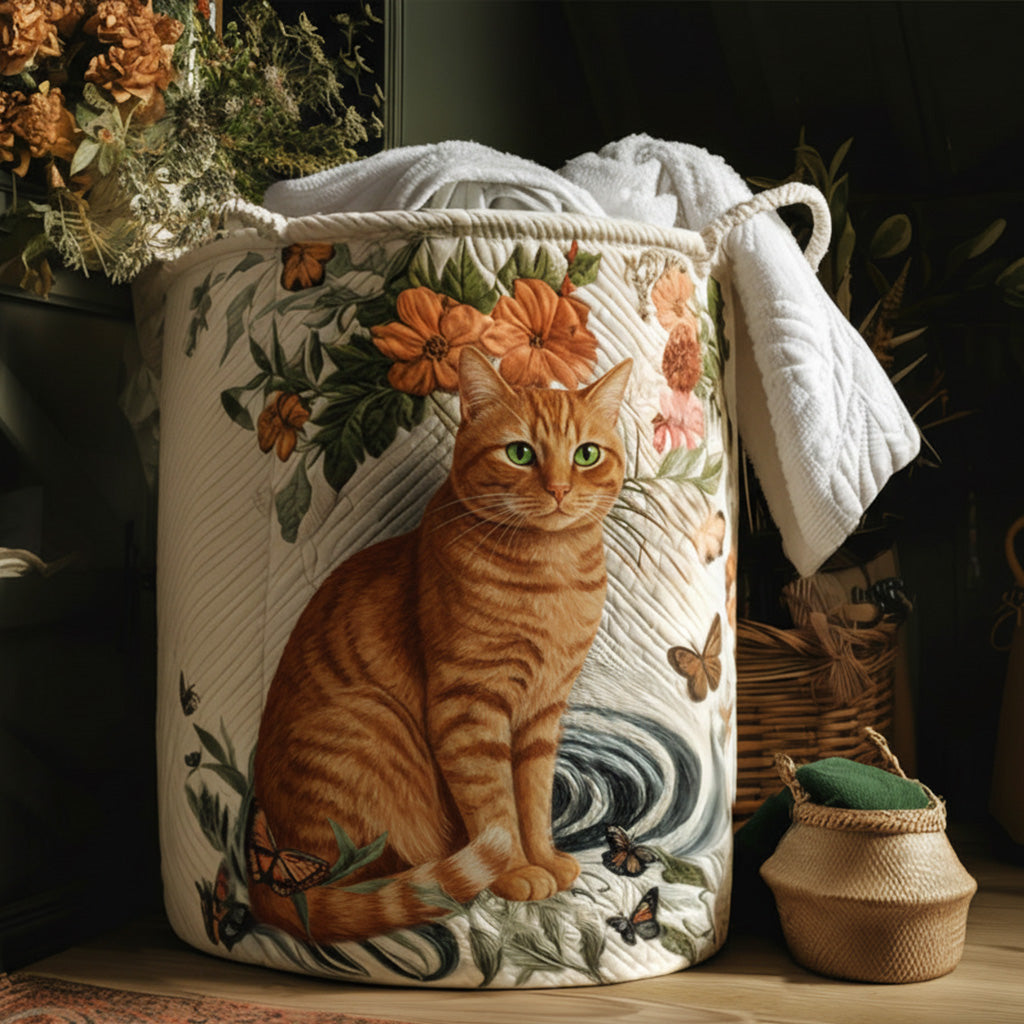 Quilted laundry basket - Cat and Gold Schnurrhaaren — view 1