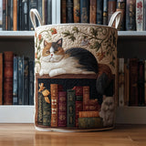 Quilted laundry basket - Cat and books — view 1