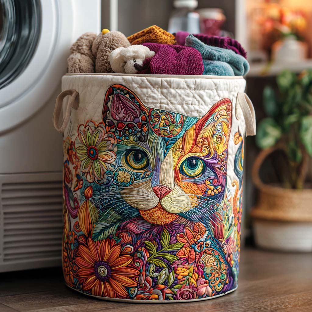 Quilted laundry basket - Cats — view 1