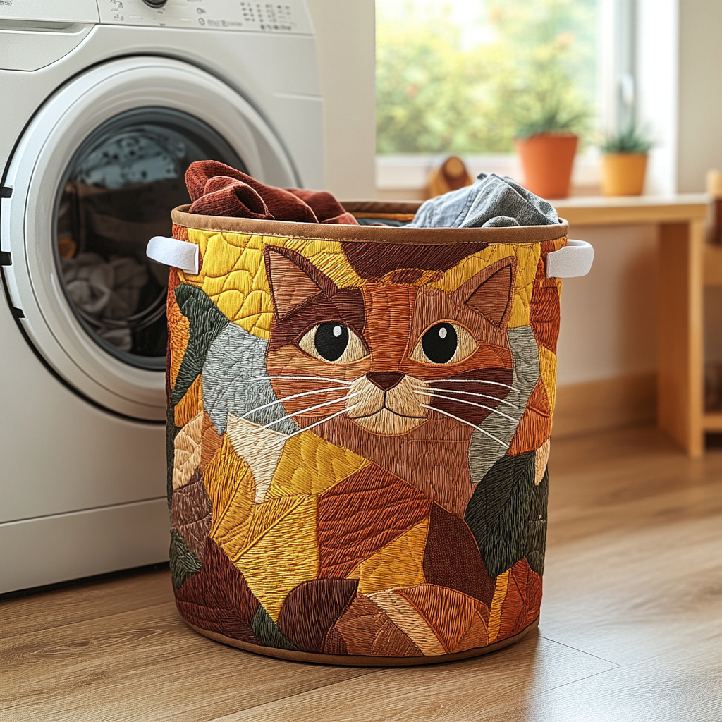 Quilted laundry basket - Cats — view 1