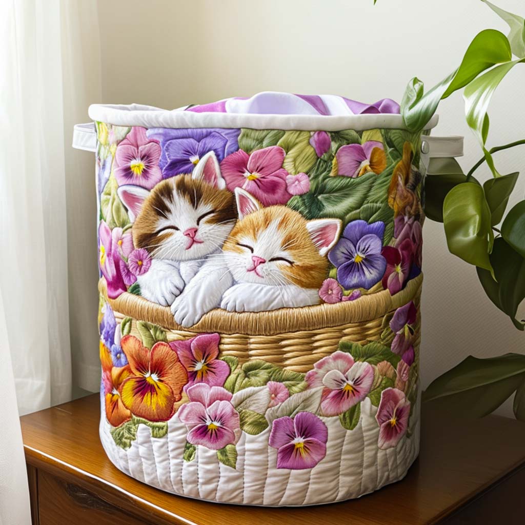 Quilted laundry basket - Cats — view 1