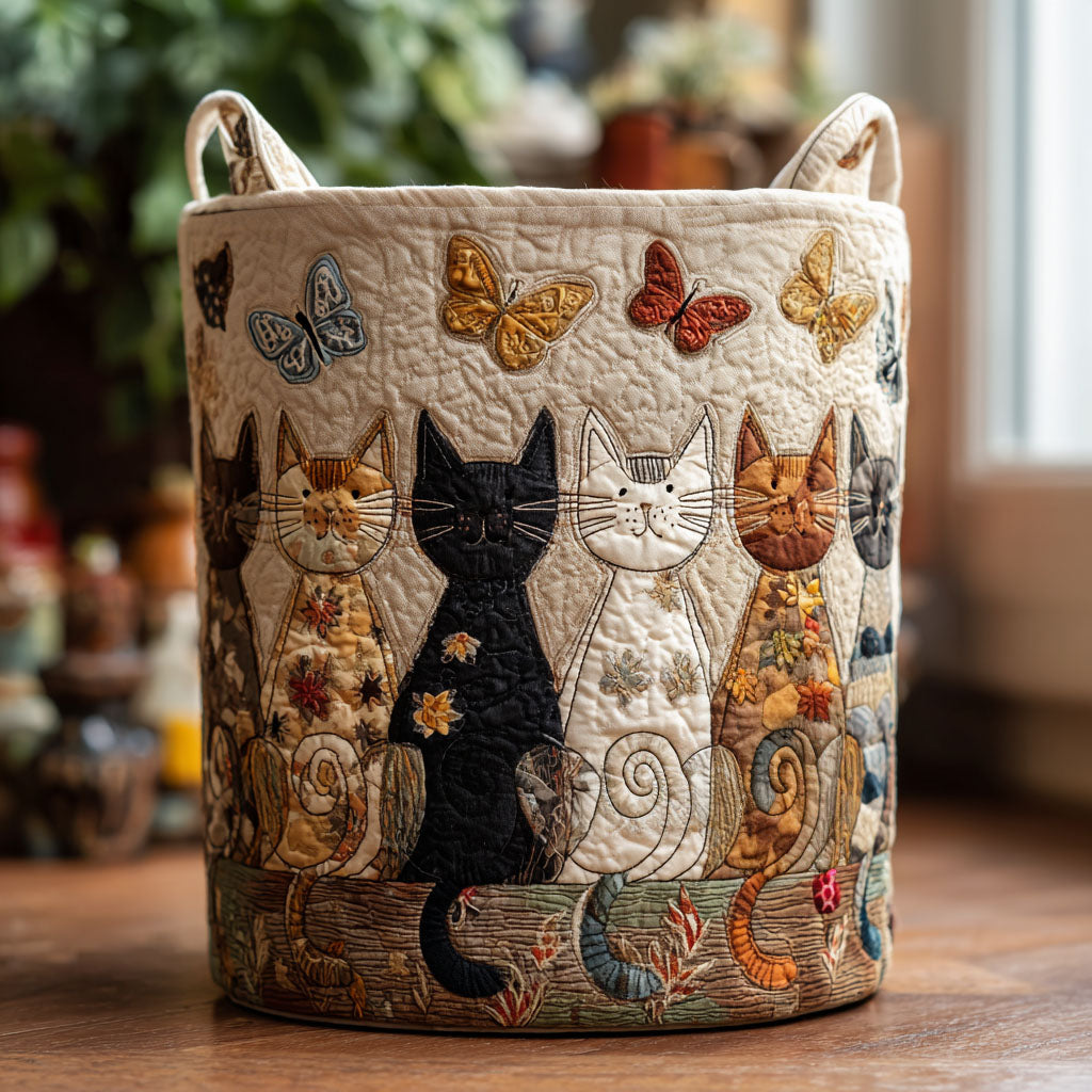 Quilted laundry basket - Cats — view 1
