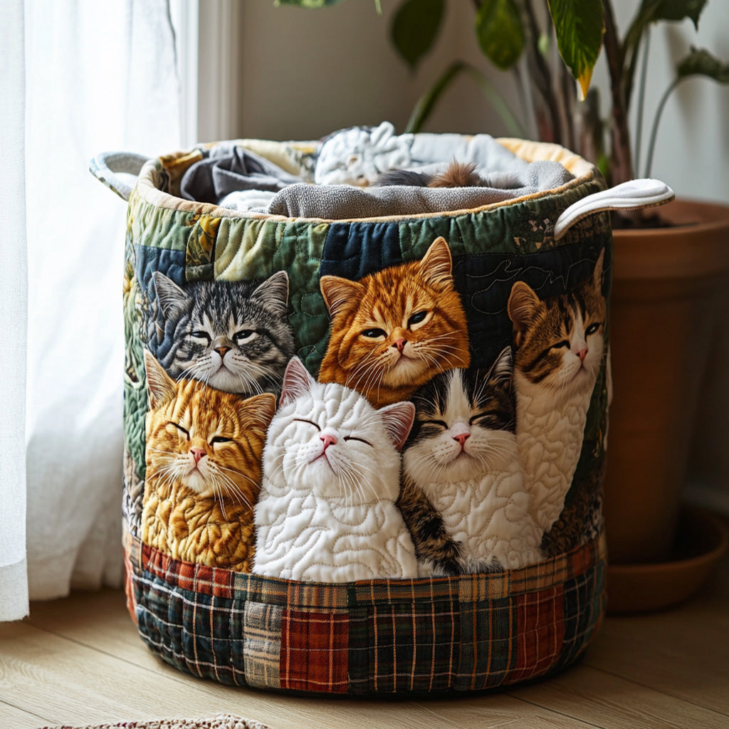 Quilted laundry basket - Cats — view 1