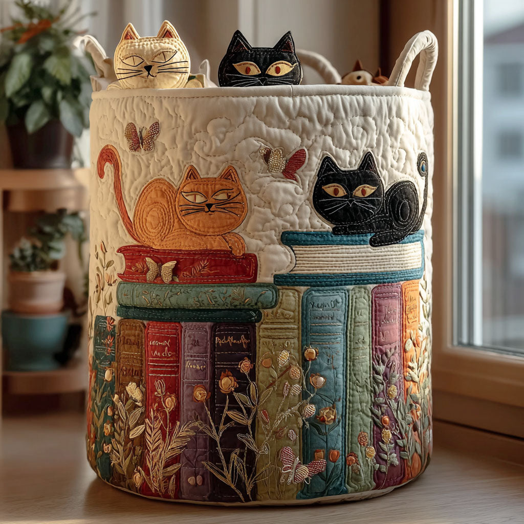 Quilted laundry basket - Cats — view 1