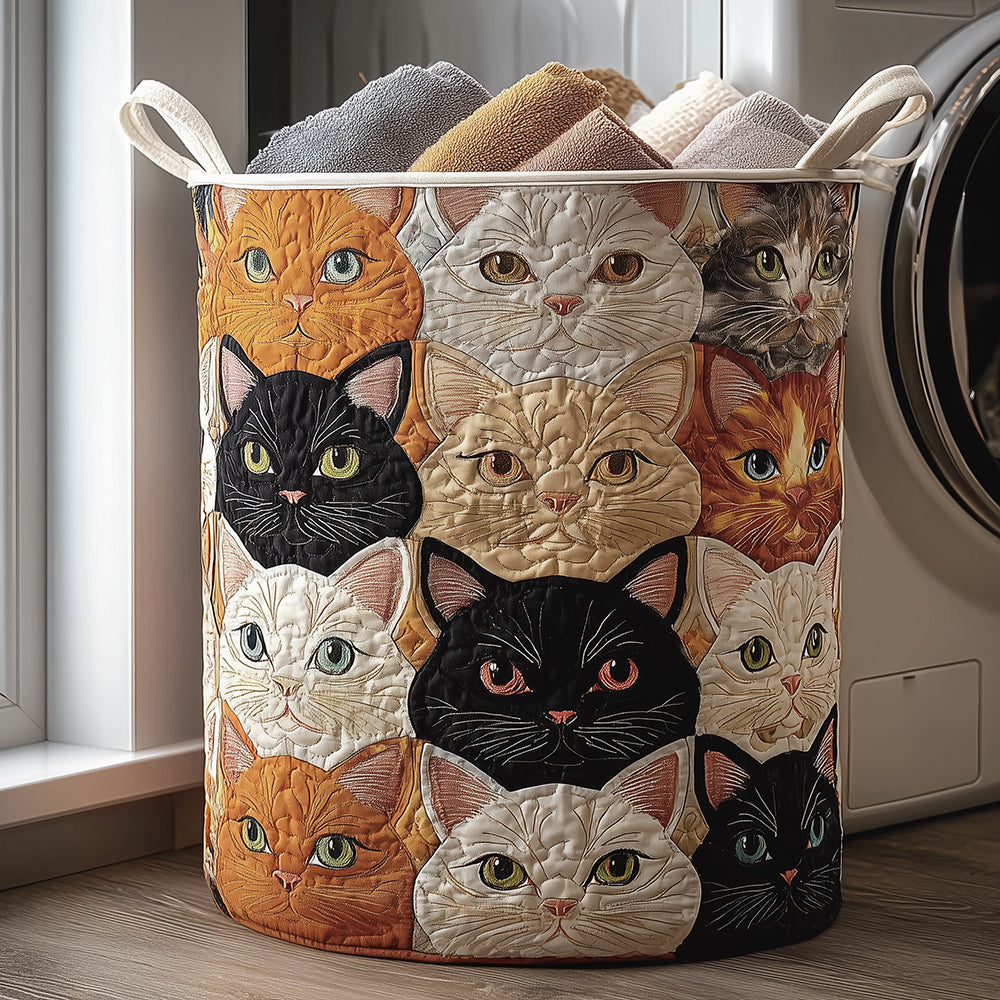 Quilted laundry basket - Cats — view 1