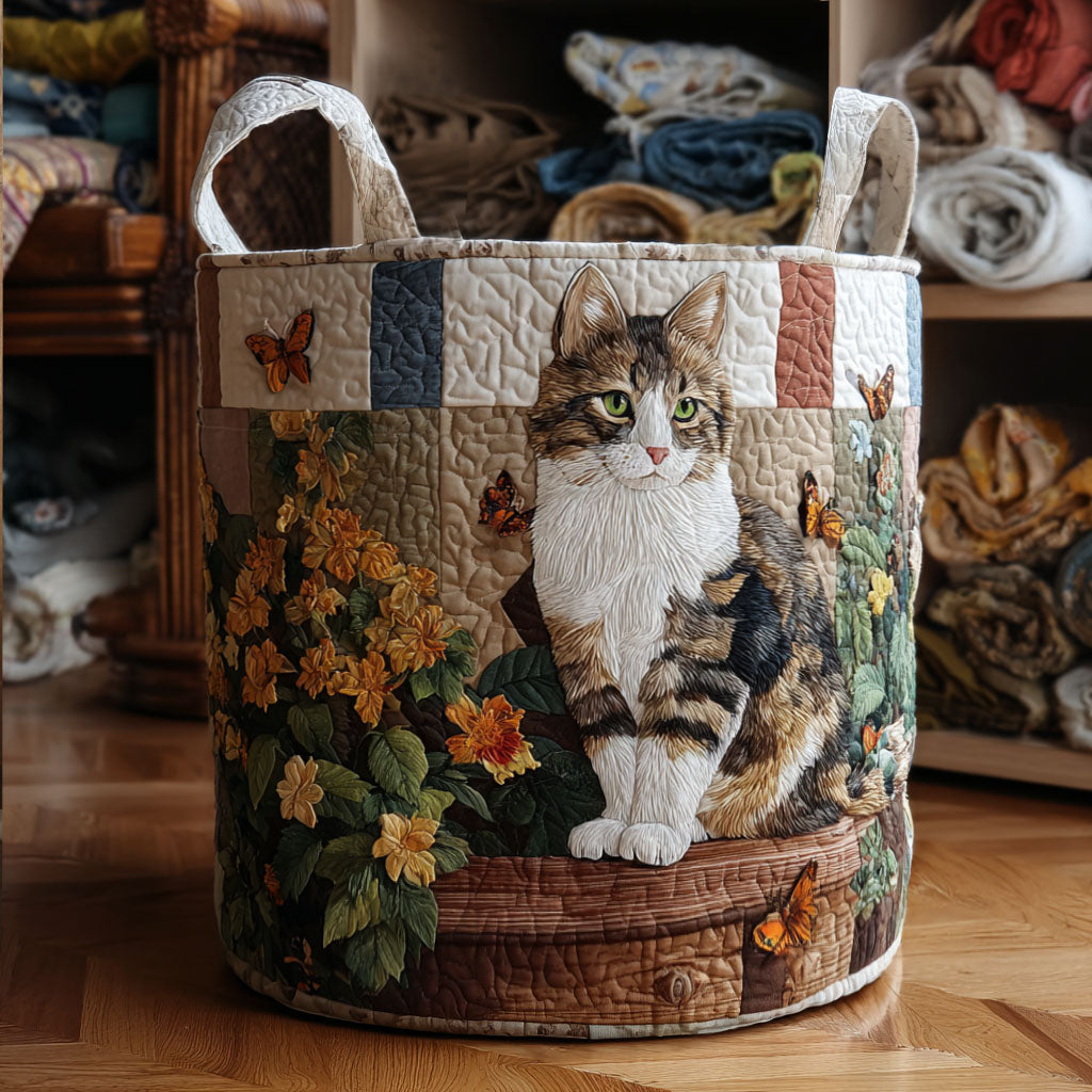 Quilted laundry basket - Cats and flowers — view 1