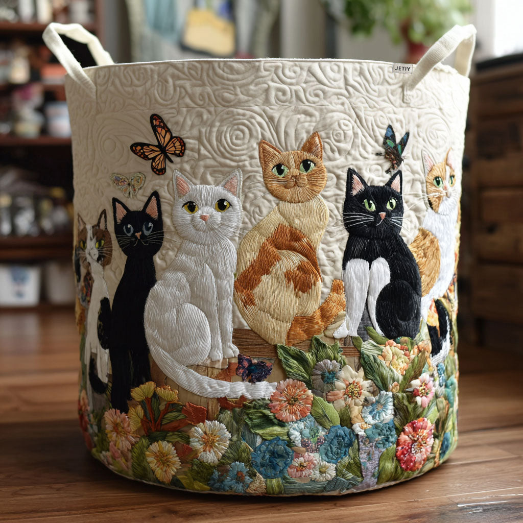 Quilted laundry basket - Cats and flowers — view 1