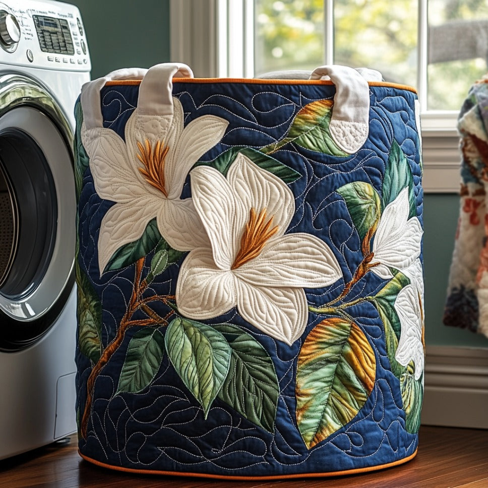 Quilted laundry basket - Magnolias — view 1