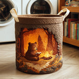 Quilted laundry basket - Bear and books — view 1