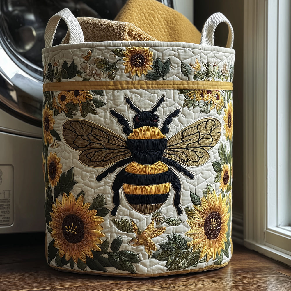 Quilted laundry basket - Bees and flowers — view 1