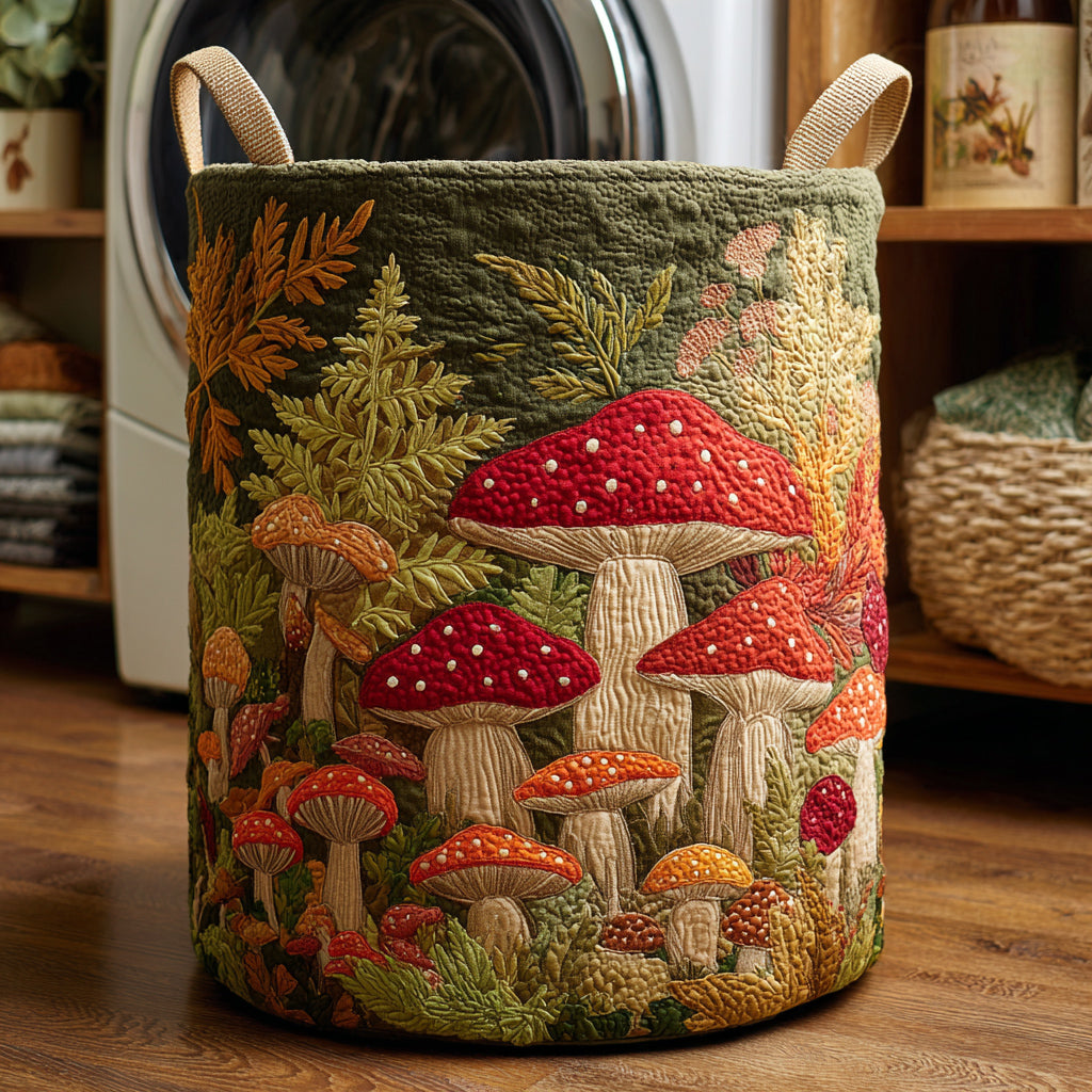Quilted laundry basket - Patterned natural landscape — view 1