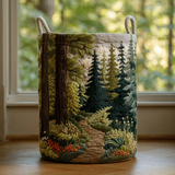 Quilted laundry basket - Patterned natural landscape — view 1