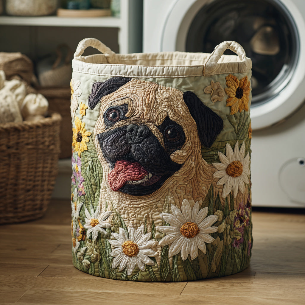 Quilted laundry basket - Pug — view 1