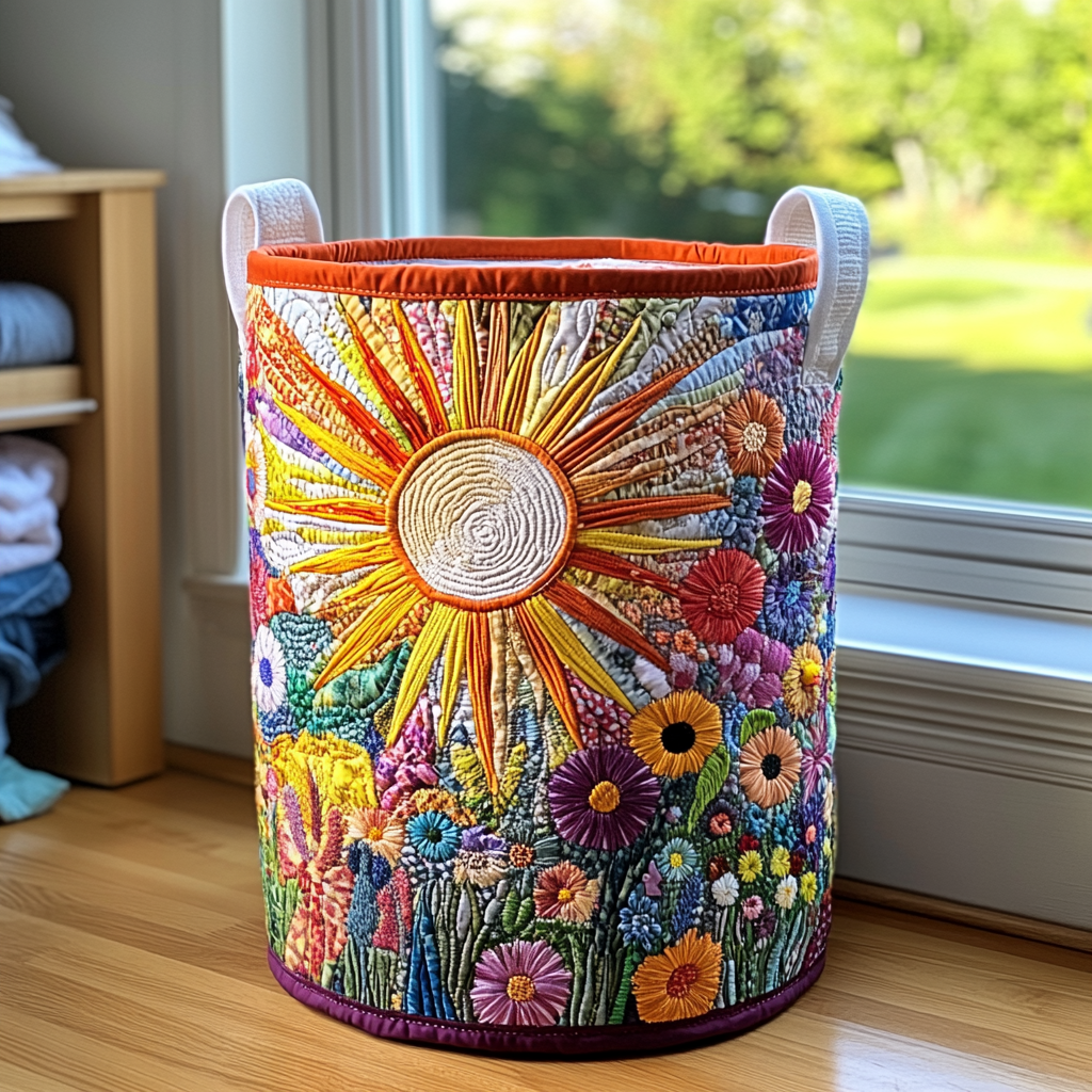 Quilted laundry basket - Sunflower — view 1