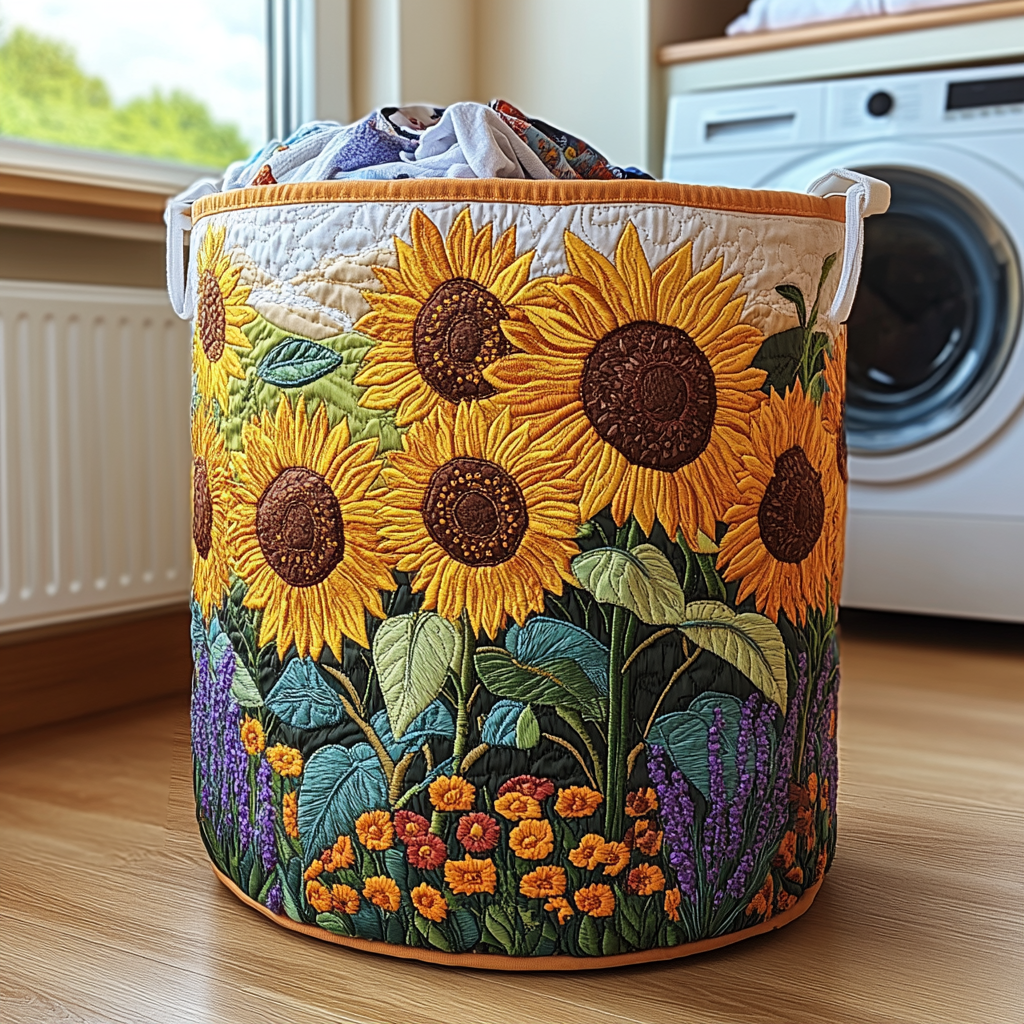 Quilted laundry basket - Sunflowers — view 1