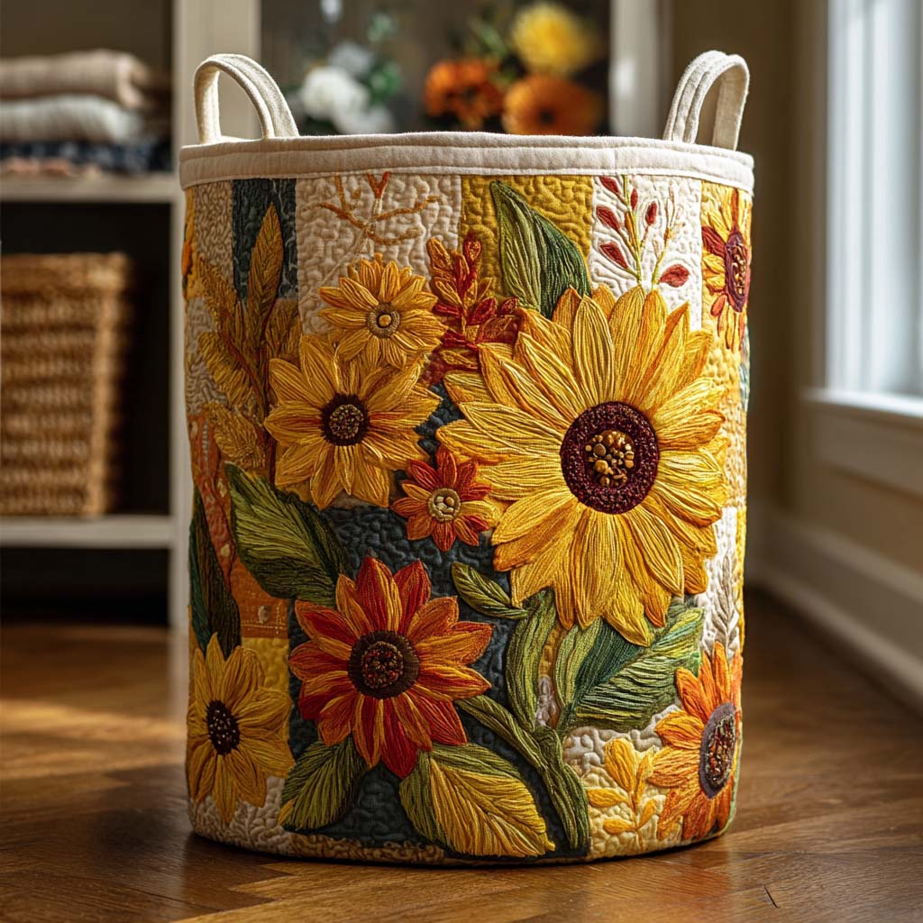 Quilted laundry basket - Sunflowers — view 1