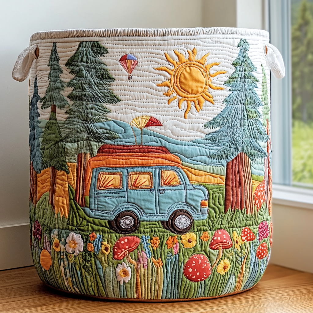 Quilted laundry basket - Peaceful travel — view 1