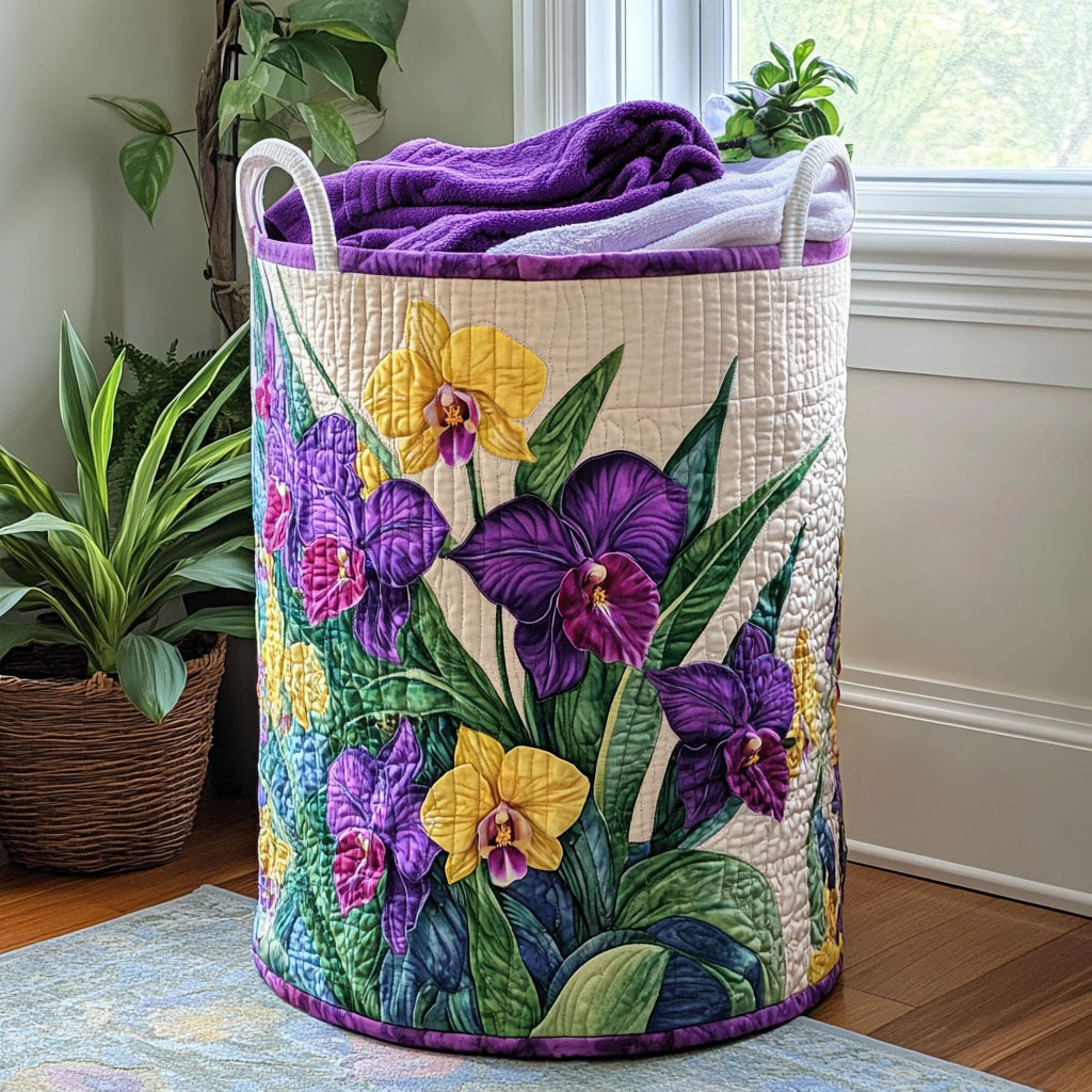 Quilted laundry basket - Orchideen — view 1