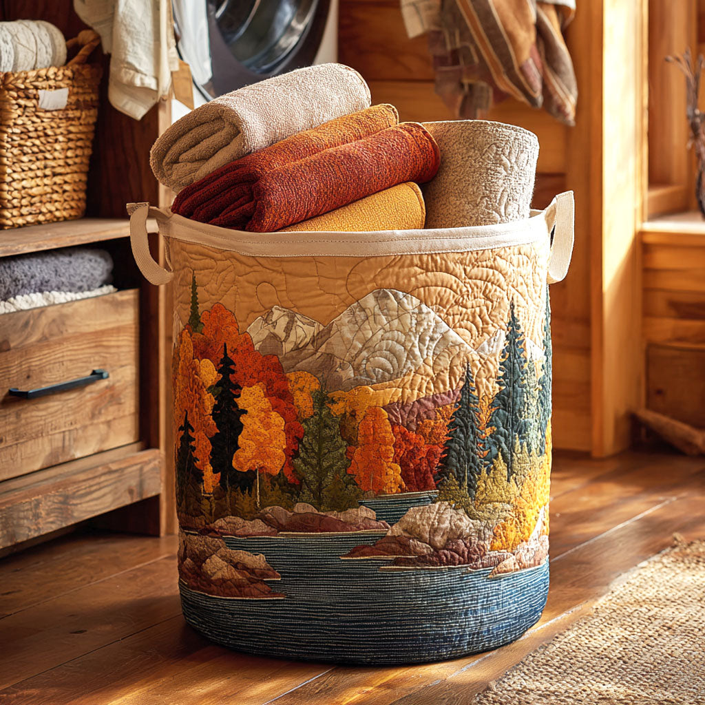 Quilted laundry basket - Autumn leaves — view 1