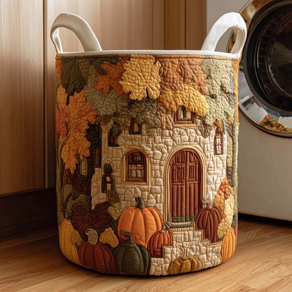Quilted laundry basket - Autumn leaves — view 1