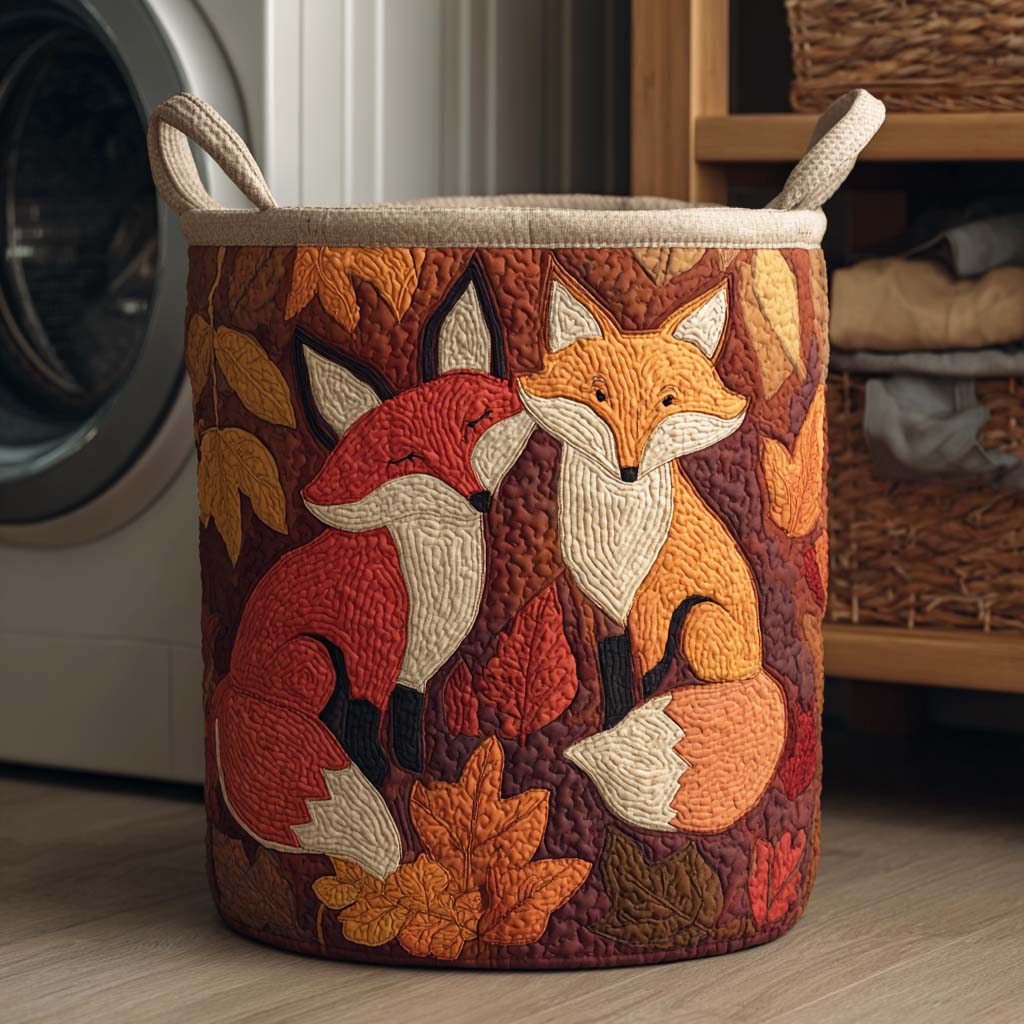 Quilted laundry basket - Autumn leaves — view 1