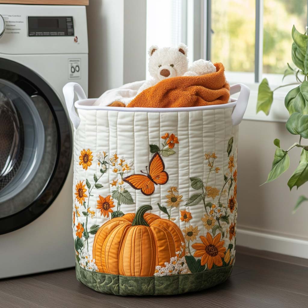 Quilted laundry basket - Autumn leaves — view 1