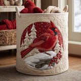 Quilted Laundry Basket - Red Cardinal Finch — view 1