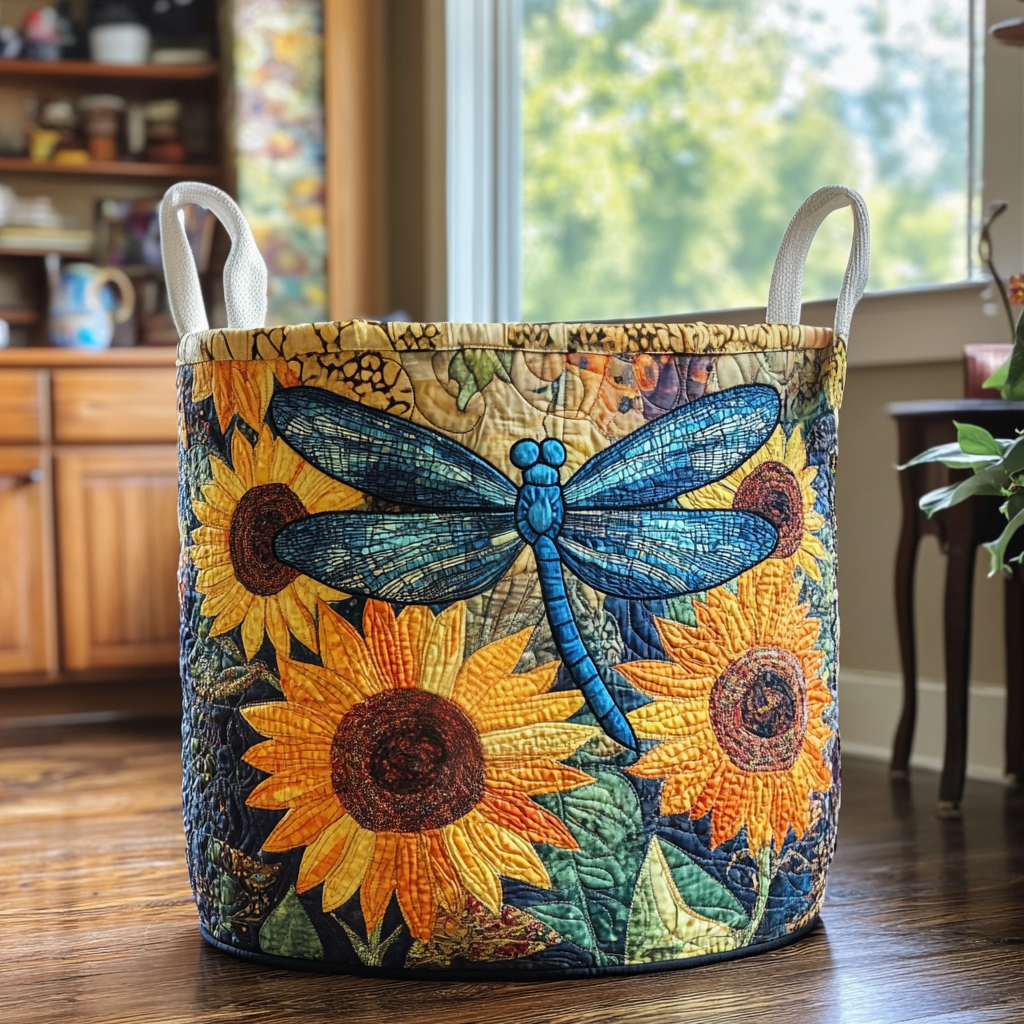 Quilted laundry basket - Dragonflies — view 1